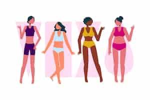 Vector gratuito tipos dibujados a mano plana de formas del cuerpo femenino