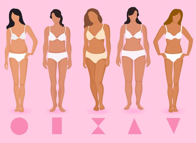 Vector gratuito tipos dibujados a mano plana de formas del cuerpo femenino