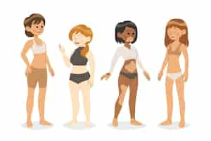 Vector gratuito tipos dibujados a mano plana de formas del cuerpo femenino