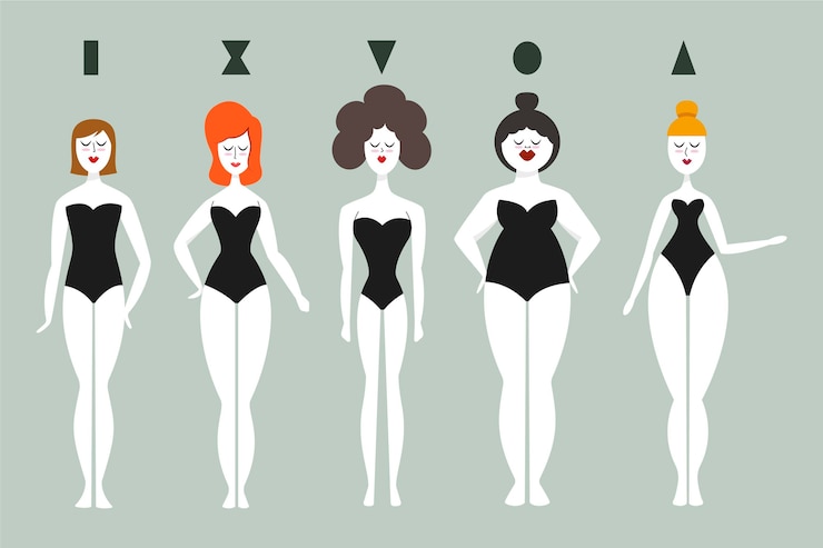 Vector gratuito tipos de dibujos animados de colección de formas de cuerpo femenino