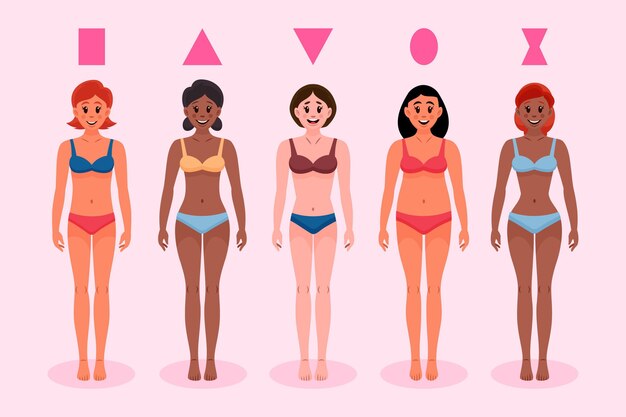 Tipos de dibujos animados de formas del cuerpo femenino