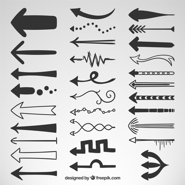 Tipos de flechas dibujadas a mano