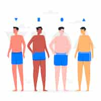 Vector gratuito tipos de ilustración de concepto de forma de cuerpo masculino