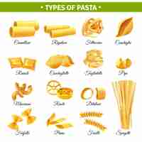 Vector gratuito tipos de pasta infografía