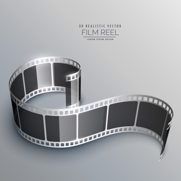 Tira de película 3d realista en fondo gris