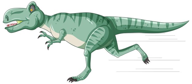 Tiranosaurio rex de dibujos animados en pose de carrera
