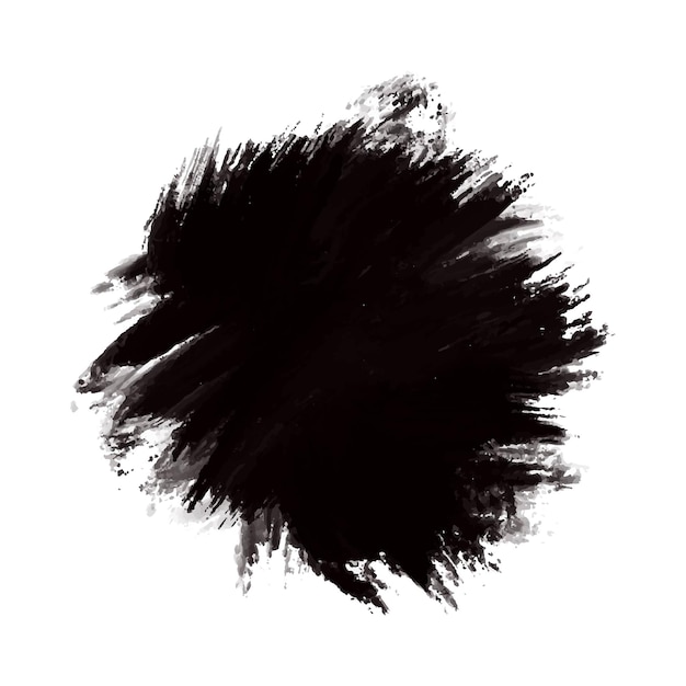 Toca de pincel de acuarela negra abstracta sobre un fondo blanco