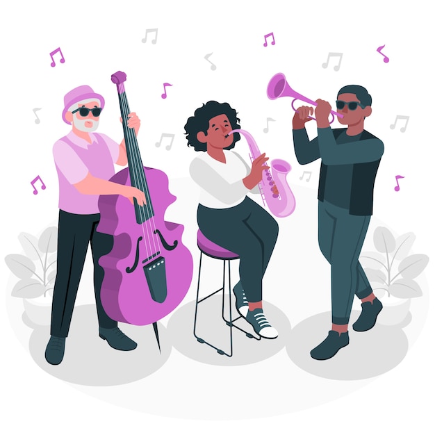 Vector gratuito tocando la ilustración del concepto de jazz