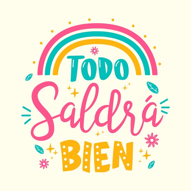 Todo estará bien letras y colorido arcoiris