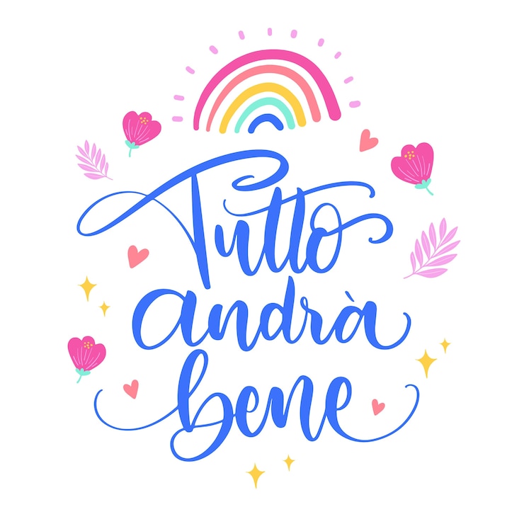 Vector gratuito todo estará bien con rainbow