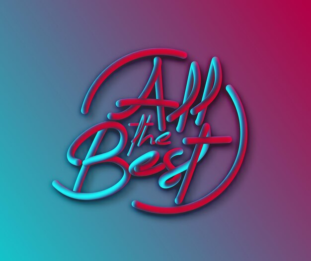 Todo el mejor diseño caligráfico del ejemplo del vector del texto del estilo del tubo 3d