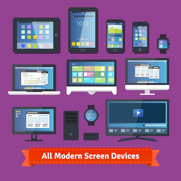Vector gratuito todos los dispositivos modernos de la pantalla