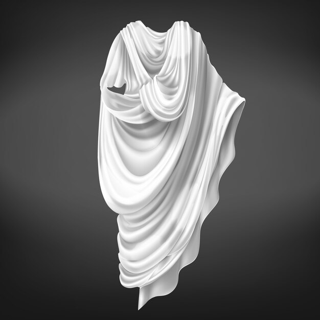 Toga romana aislada en el fondo negro.