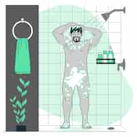 Vector gratuito tomando una ilustración del concepto de ducha