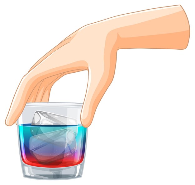 Tomando de la mano una bebida mixta colorida