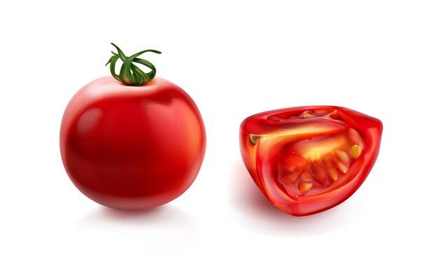 Tomate cereza tomate rojo con tallo verde