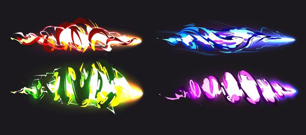 Tornado juego vórtice ui vfx Storm blast trail dibujos animados vector hechizo efecto Aislado flash energía eólica para interfaz móvil Mago vibrante poderoso mago fuerza túnel activo clipart en rojo y verde