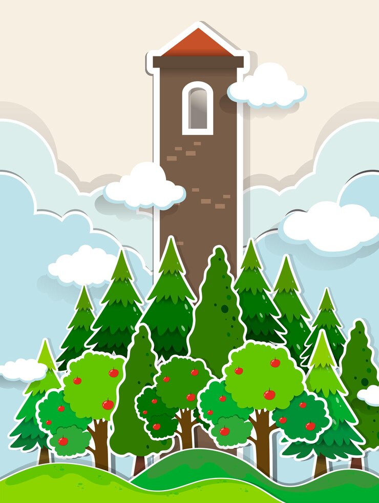 Vector gratuito torre alta en la selva