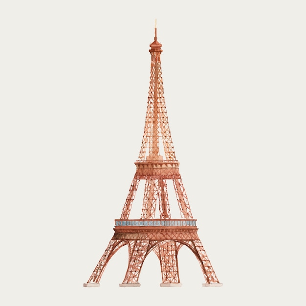 La torre eiffel en francia ilustración acuarela