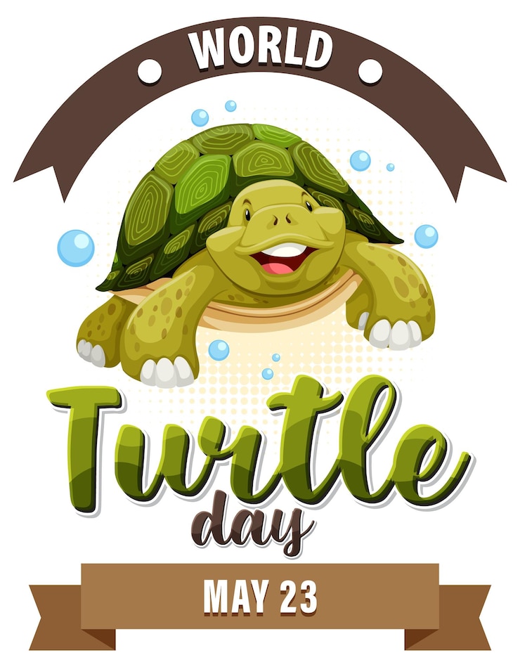 Vector gratuito la tortuga alegre celebra el día mundial de las tortugas