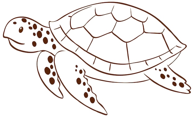 Tortuga en estilo simple de garabateo sobre un fondo blanco