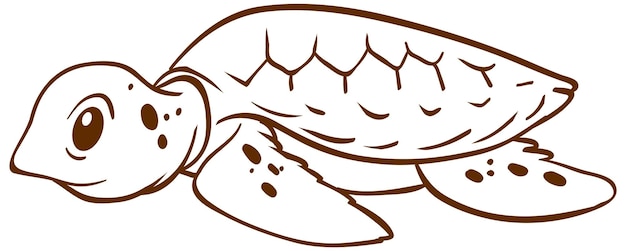 Vector gratuito tortuga en estilo simple de garabato sobre fondo blanco