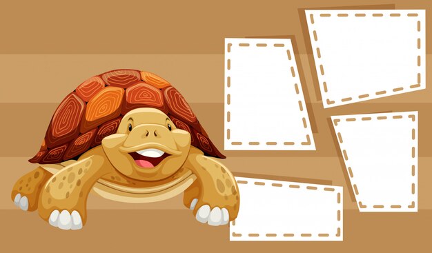 Una tortuga en nota en blanco.