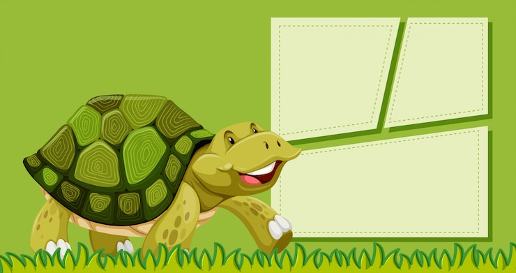 Vector gratuito una tortuga en nota en blanco.