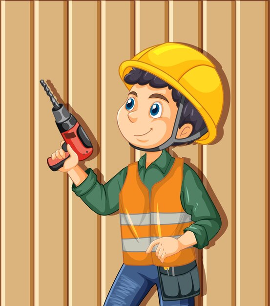 Un trabajador de la construcción con taladro
