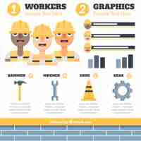 Vector gratuito los trabajadores y los elementos de construcción para la infografía