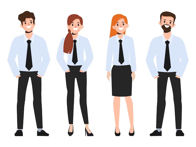 Vector gratuito trabajo en equipo de gente de negocios en ropa uniforme camisa y corbata