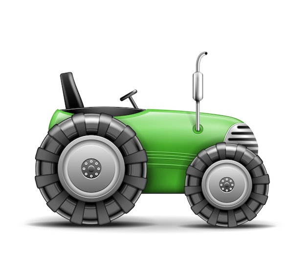 Tractor agrícola verde aislado