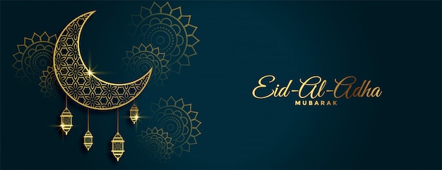 Tradicional bandera de oro del festival eid al adha