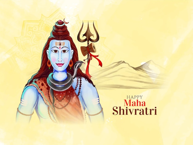 Vector gratuito tradicional feliz maha shivratri hindú el fondo del festival indio