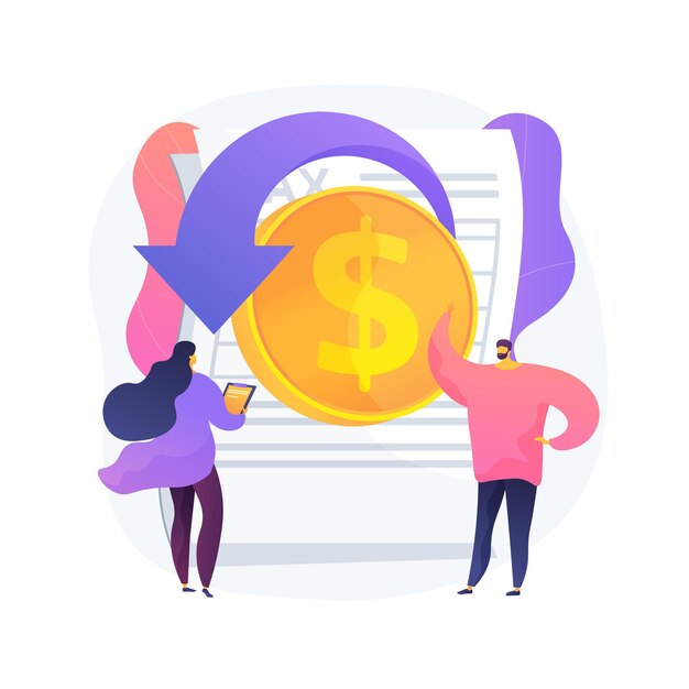 Trámites fiscales. Documento de cuenta de resultados. Proceso de transacción de dinero. Consulta de contabilidad. Proceso contable, pago de facturas, análisis financiero. Ilustración de metáfora de concepto aislado de vector