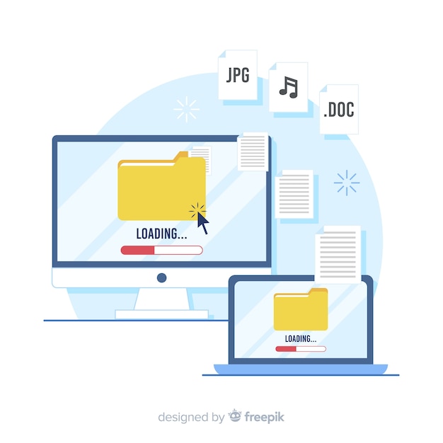 Vector gratuito transfiera el concepto de archivos para la página de destino