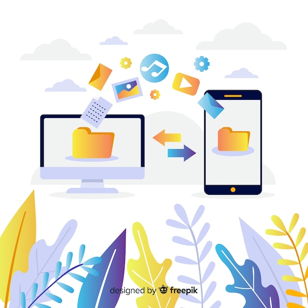 Vector gratuito transfiera el concepto de archivos para la página de destino