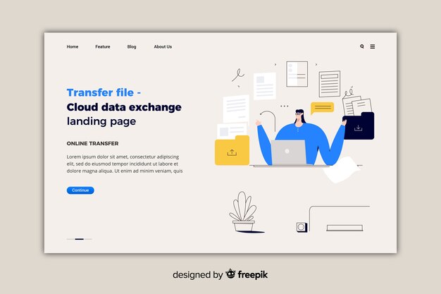 Transfiera el concepto de archivos para la página de destino