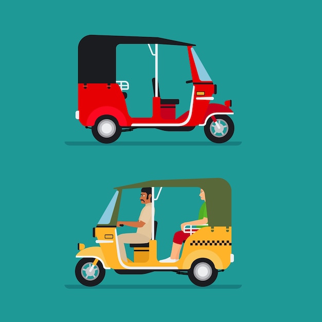 Transporte asiático en rickshaw o taxi para bebés