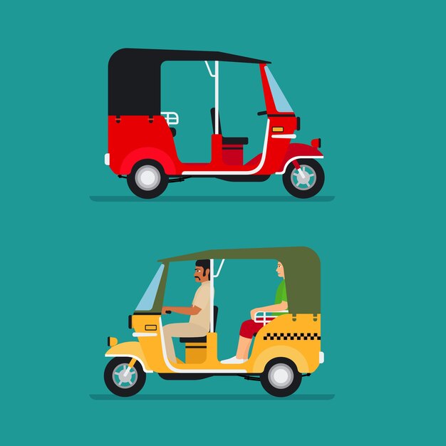 Transporte asiático en rickshaw o taxi para bebés