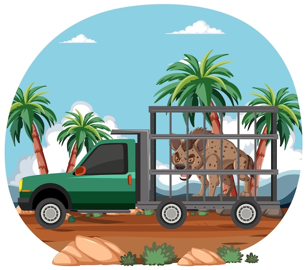 Vector gratuito el transporte de la jirafa en el paisaje tropical