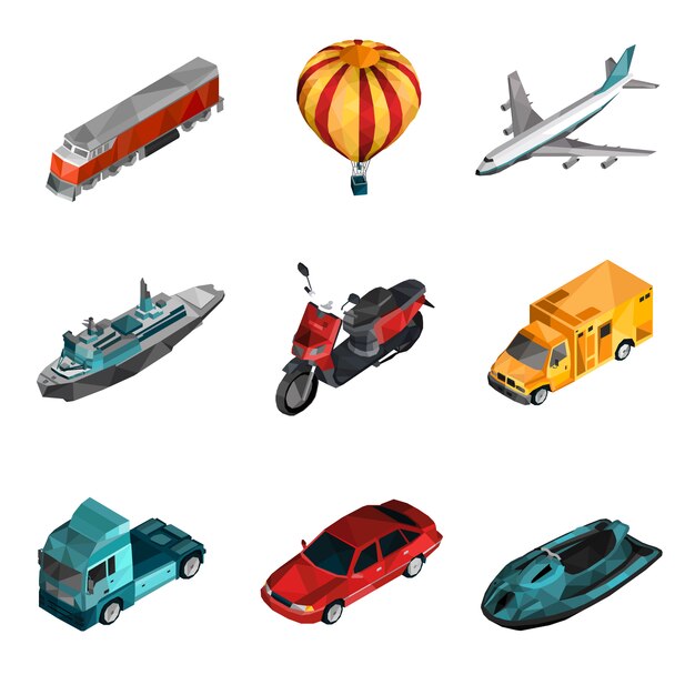 Transporte Low Poly Icons