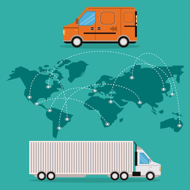 Transporte mercancía carga logística caricatura