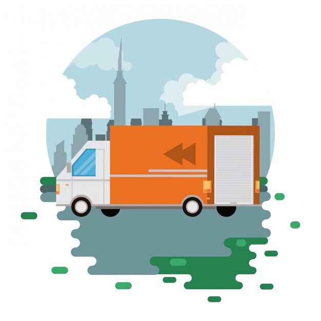 Transporte mercancía carga logística caricatura