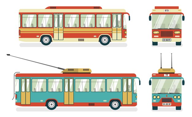 Transporte público autobús trolebús 4 iconos