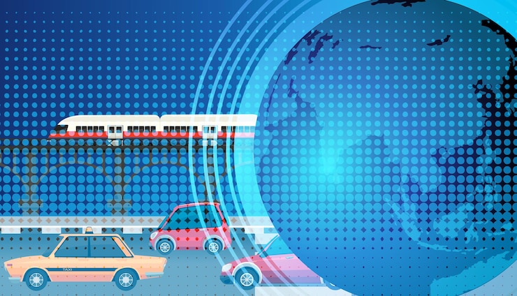 Vector gratuito transporte urbano y conectividad global