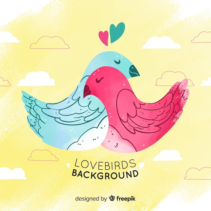 Vector gratuito el trasfondo de los pájaros enamorados