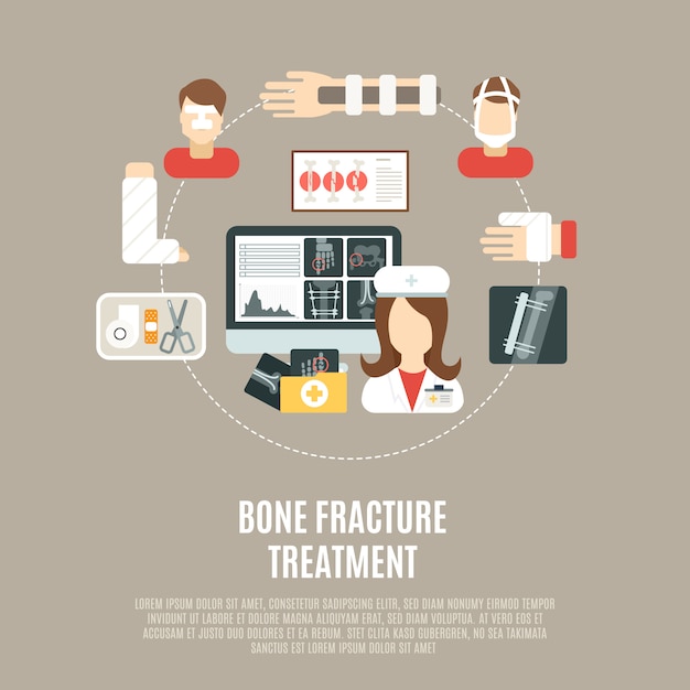 Vector gratuito tratamiento de fractura de hueso