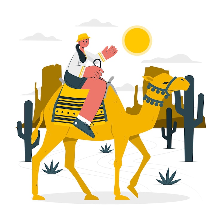 Vector gratuito a través de la ilustración del concepto del desierto