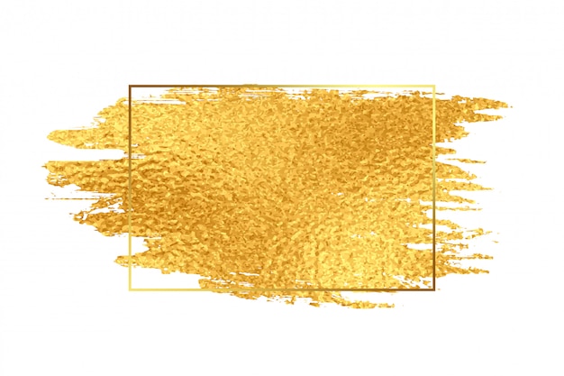 Vector gratuito trazo de pincel dorado con marco de textura de aluminio